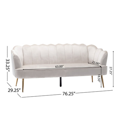 Modern Glam 3 Seater Sofa With Velvet Texture