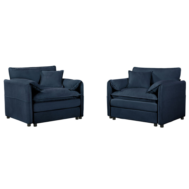 Modern Chenille Oversized Accent Chair, Comfy Single Sofa With Large Seat (Set of 2)