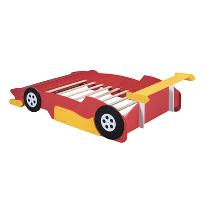 Race Car-Shaped Platform Bed With Wheels