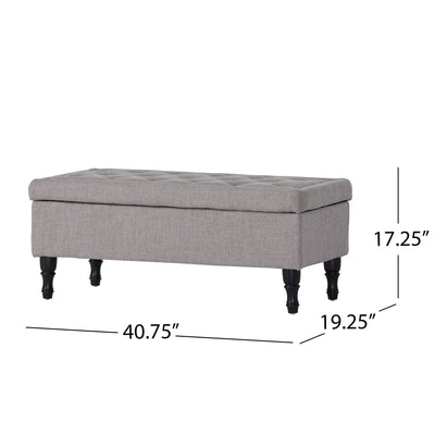 Dean - Fabric Storage Wide Tufted Rectangle Ottoman - Gray