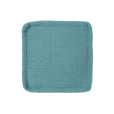 Hansolo - Yarn Square Pouf Ottoman Or Floor Cushion - Teal