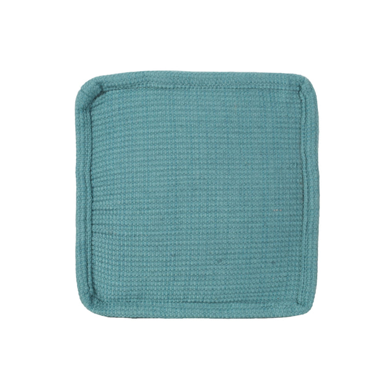 Hansolo - Yarn Square Pouf Ottoman Or Floor Cushion - Teal