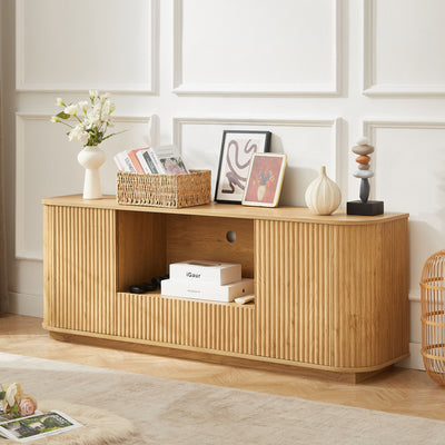 Modern Wavy TV Stand Rounded Sideboard With Storage Cabinet
