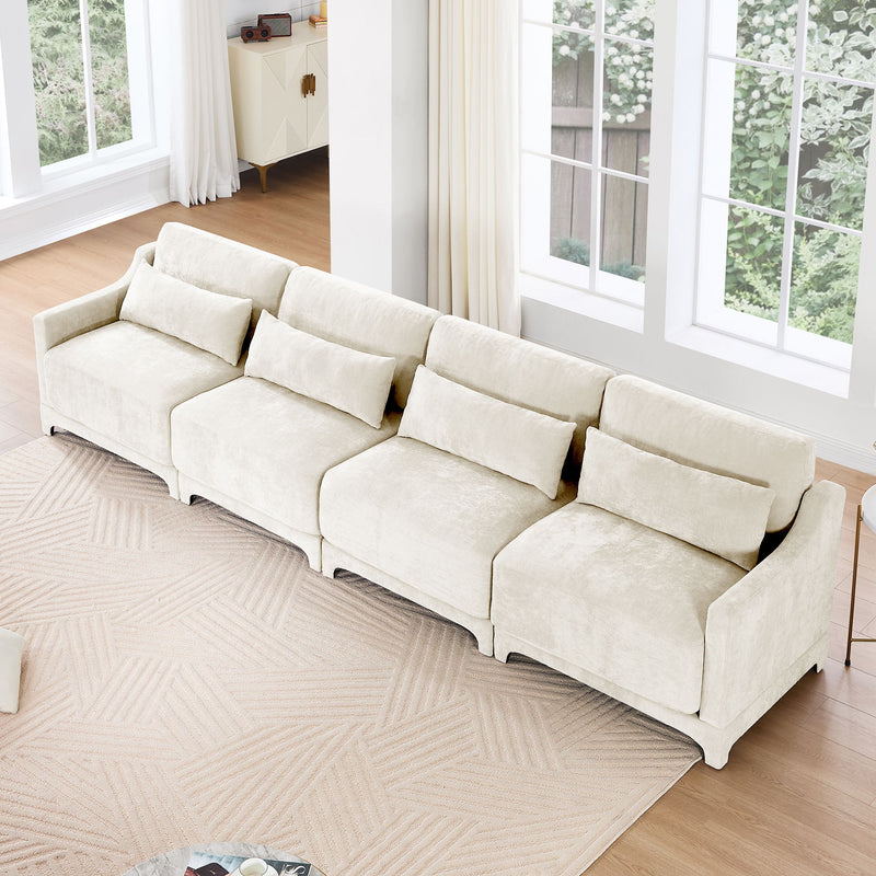 Elegant Sofa With Ergonomic Design And Lumbar Pillows