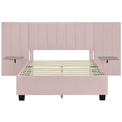 Upholstered Platform Bed With Big Headboard