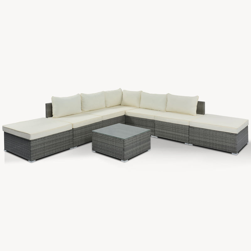 8 Pieces Outdoor Patio Furniture Conversation Wicker Sofa Set