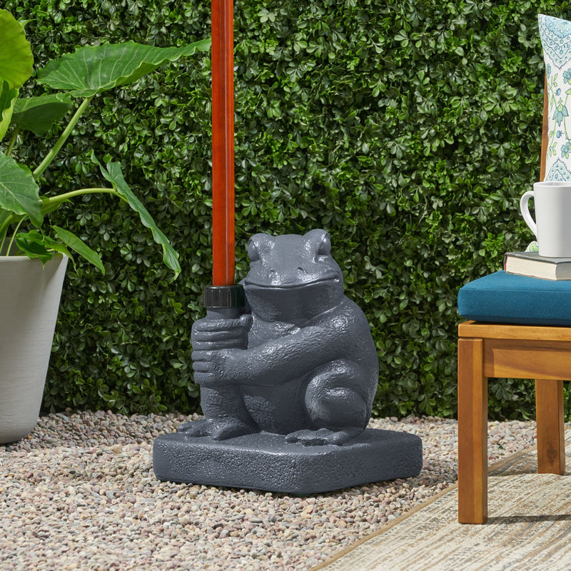 Whimsical - Frog Neptune Umbrella Base Concrete