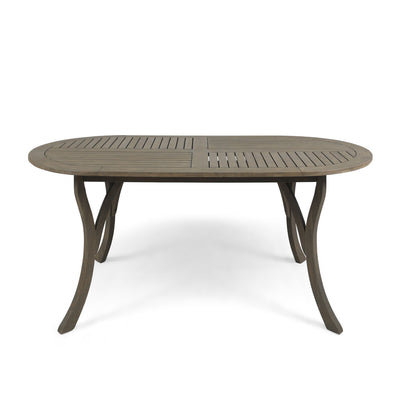 Outdoor Table With Smooth Lines, Slat Top