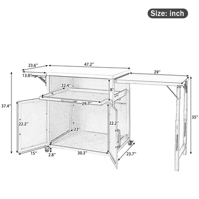 Versatile Outdoor Cabinet With Folding & Expandable Work Surfaces, Ample Storage Space, And Lockable Wheels - Matte Black