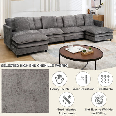 Modular U Shaped Sofa, With Adjustable Layout For Comfort And Durability - Gray