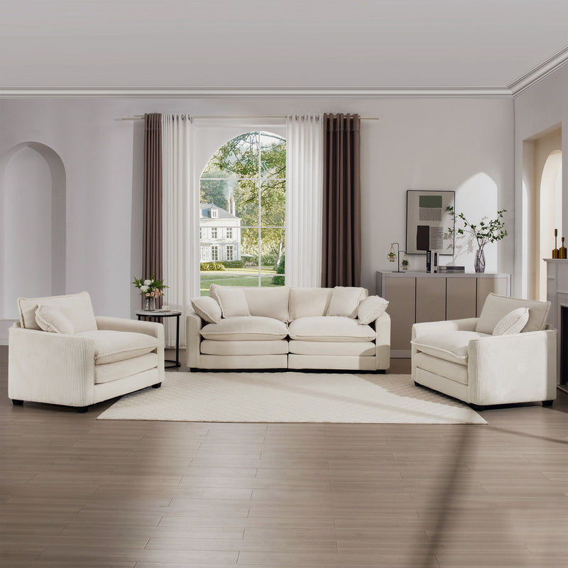 Elegant Corduroy Oversized Sectional Sofa Set With Deep Seats And Flexible Layout