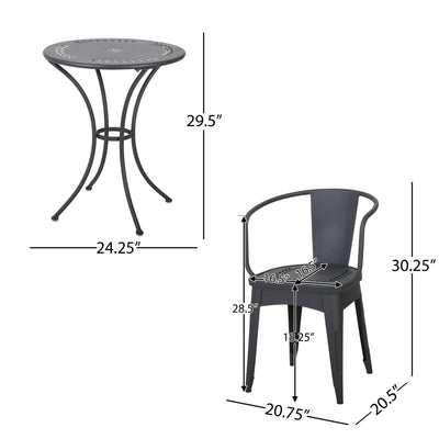 Ambrosia - 3 Piece Bistro Set With Leaf Motifs Top And Seat