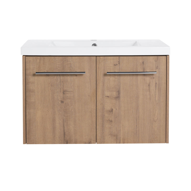 Modern Floating Bathroom Vanity With Resin Sink, Soft Close Doors