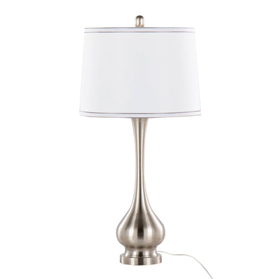 Cairo - Contemporary Table Lamp (Set of 2) - Nickel / White / Silver Trim