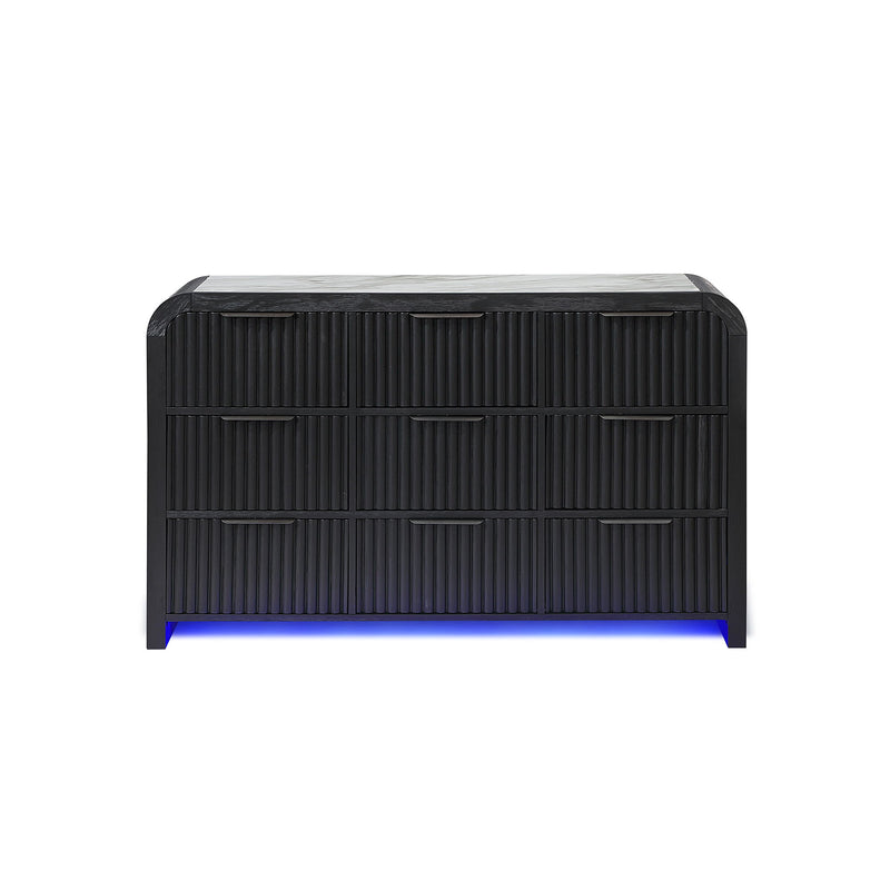 Beverly - Dresser With LED Light, Edge Pulls - White / Black