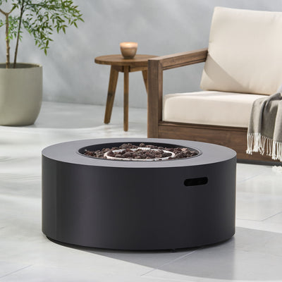 Round Iron Fire Pit With 40,000 Btu