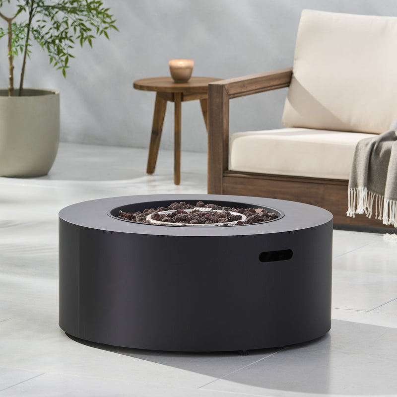 Round Iron Fire Pit With 40,000 Btu