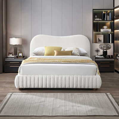 Norme - Queen Size Upholstered Low Profile Platform Bed - Cream