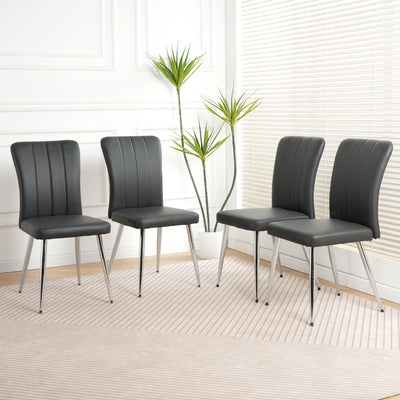 Modern Dining Chair With Electroplated Metal Legs (Set of 4)