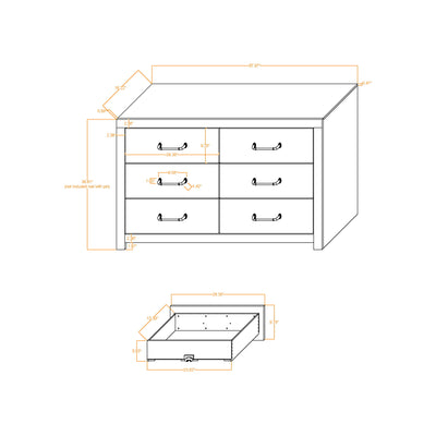 Monica - Dresser With Spacious Drawers Bar Handles - Dark Oak