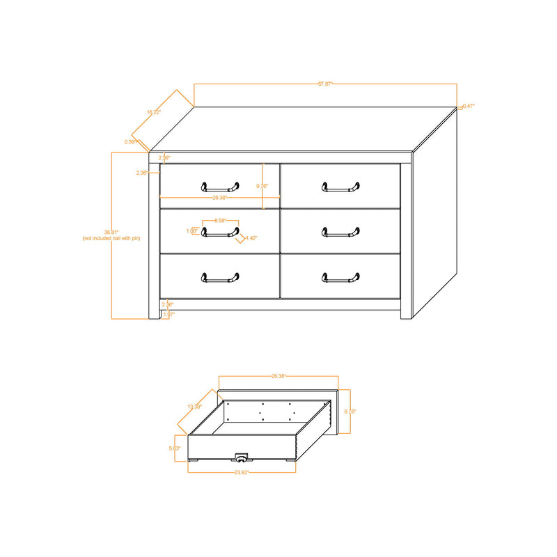 Monica - Dresser With Spacious Drawers Bar Handles - Dark Oak