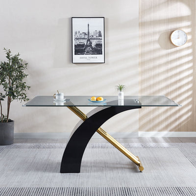 Stylish Dining Room Table, Luxury Glass Top Dining Table, Modern Design For Your House - Black