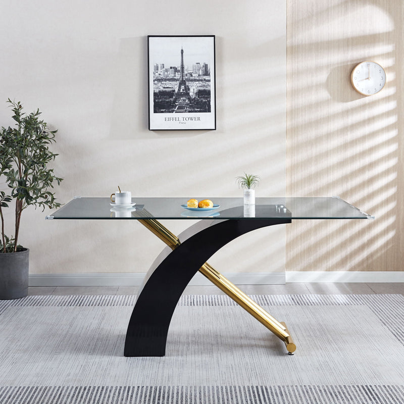 Stylish Dining Room Table, Luxury Glass Top Dining Table, Modern Design For Your House - Black
