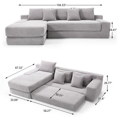 Modern L - Shaped Sectional Couch With Memory Foam