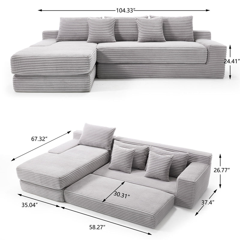 Modern L - Shaped Sectional Couch With Memory Foam