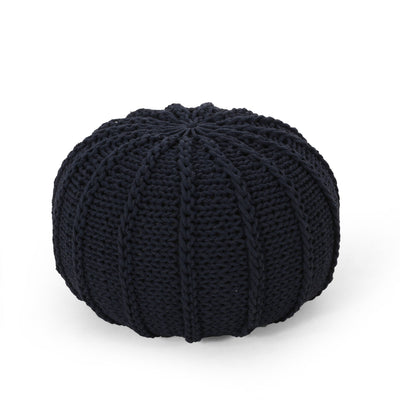 Bordeaux - Knitted Cotton Round Pouf Ottoman And Floor Cushion