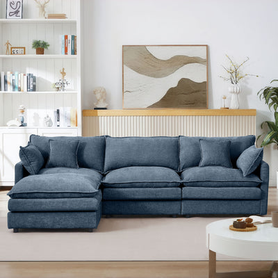 Contemporary Modular Sectional Sofa Set With Movable Ottoman
