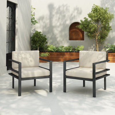 Modern Outdoor Lounge Chair With Aluminum Frame And Weather Resistant Cushions