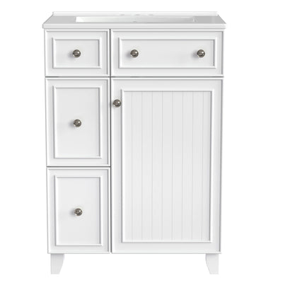 Transitional Style Bathroom Vanity Cabinet With Ceramic Sink