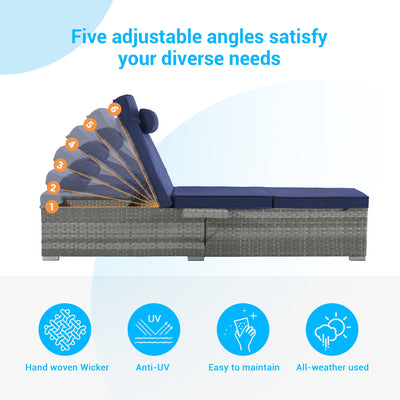 Outdoor Sofa Pe Rattan Furniture Deck Chair - Gray