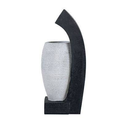 Water Fountain With Vase Design, With Light And Pump, For Indoor And Outdoor - Black / White