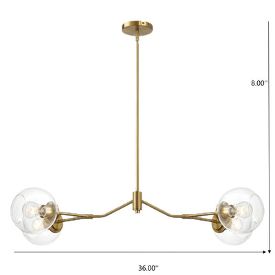 Jewel - 4 Lights Modern Farmhouse Chandelier Ceiling Hanging Light Fixture - Clear / Gold