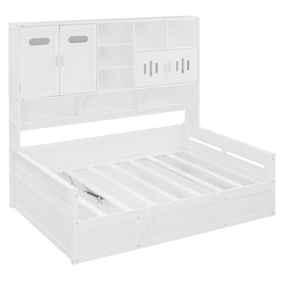 Daybed With All-In-One Cabinet And Shelf