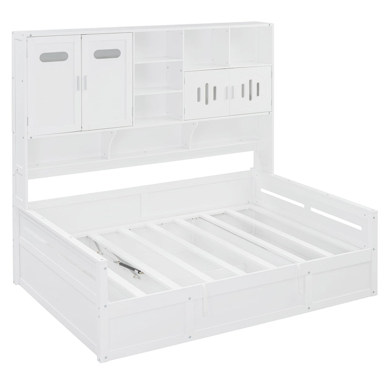 Daybed With All-In-One Cabinet And Shelf