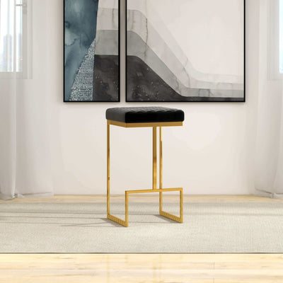 Joel - Mid-Century Modern Luxury Upholstered Stool - Black / Gold
