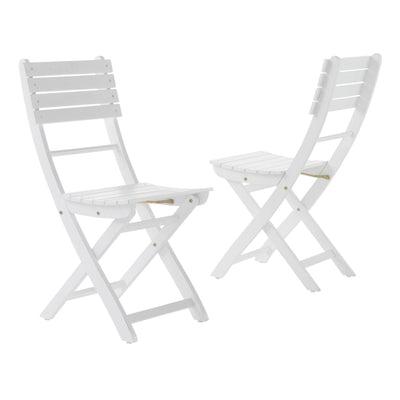 Outdoor Foldable Wood Dining Chair With Slat Design (Set of 2)