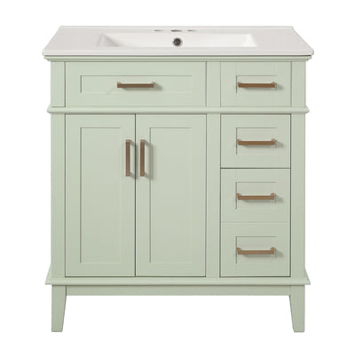 Modern Bathroom Vanity With Ceramic Sink, Soft Close Storage Cabinet