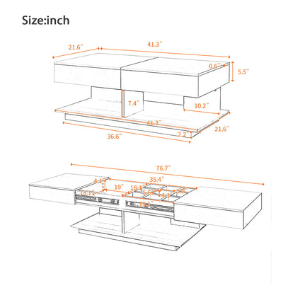 Multifunctional Adjustable Coffee Table With Hidden Storage Space For Living Room