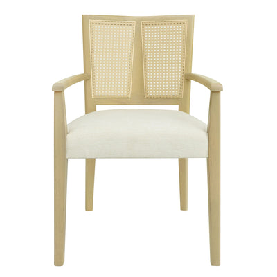 Mid Century Modern Arm Dining Chairs With Rattan Backrest