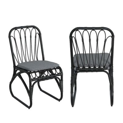 Outdoor Wicker Dining Chairs With Washable Cushion (Set of 2)