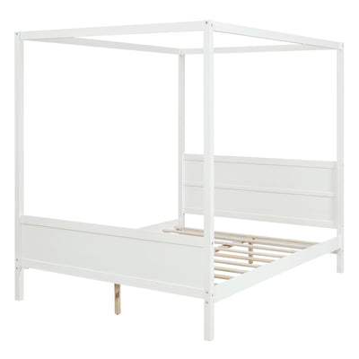 Canopy Platform Bed With Headboard And Footboard, Slat Support Leg