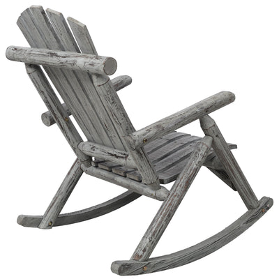 Durable Wooden Porch Rocker, Fir Log Rocking Chair