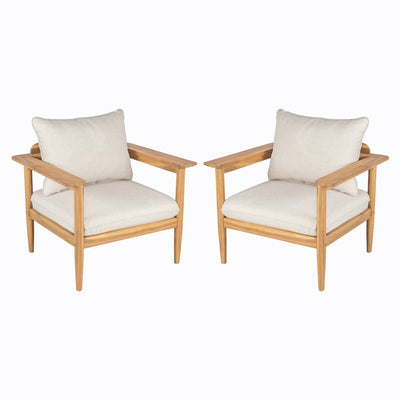 Terassi - Outdoor Lounge Chair (Set of 2) With Cushions - Beige / Light Teak