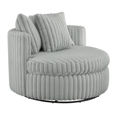 Mindy - Oversized Swivel Barrel Chair - Grey