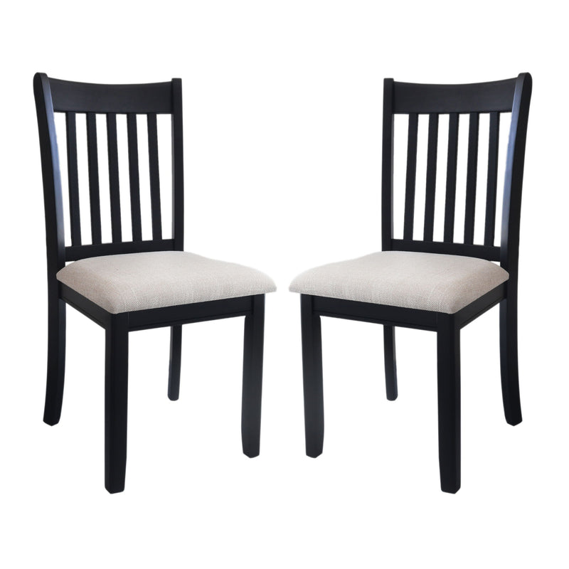 Modern Dining Chair, Wooden Back, Cushion Seats (Set of 2)