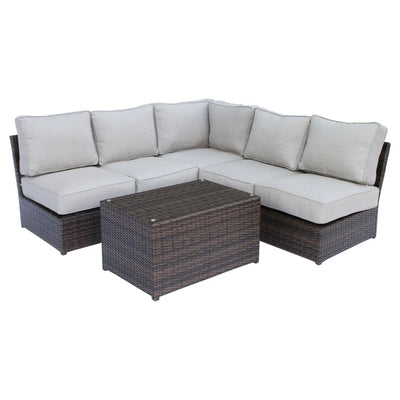 Comfortable Modern Patio Rattan Sectional Set With Cushions
